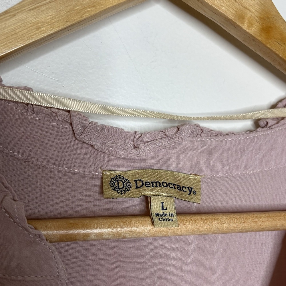 Democracy Embroidered Boho Top Mauve Lavender Womens L Pastel Stretch Sheer - Picture 4 of 6